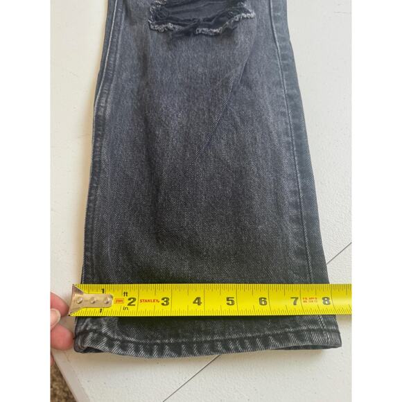 Aritzia Denim Forum Jeans Womens 30 Black Joni High Rise 26L Loose Distressed - Picture 12 of 16